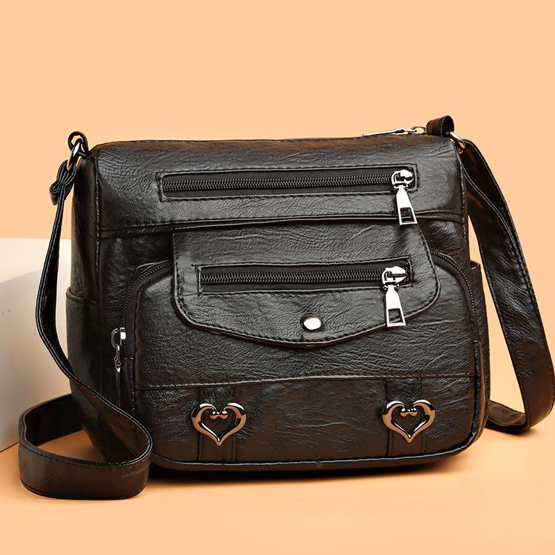 Multi-layered Shoulder Bag for Ladies, Large Capacity, Soft Leather, Fashiable, Mid-aged, Single Shoulder Bag, Lightweight.