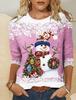 2023 Fashion Women's Pullover Christmas Blue Star Graphic Casual Sports O-Neck Long Sleeve Tops Micro-Elastic Fall & Winter