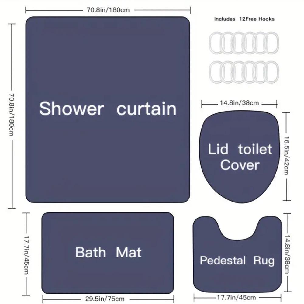 4Pcs/Set Shower Curtain Set with Bathroom Rugs and Mats Desert Cactus Succulent Plants Style Bathroom Decoration