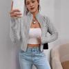 Women's clothing spring and autumn stand-up collar temperament commuting light and mature style zipper long-sleeved knitted cardigan jacket