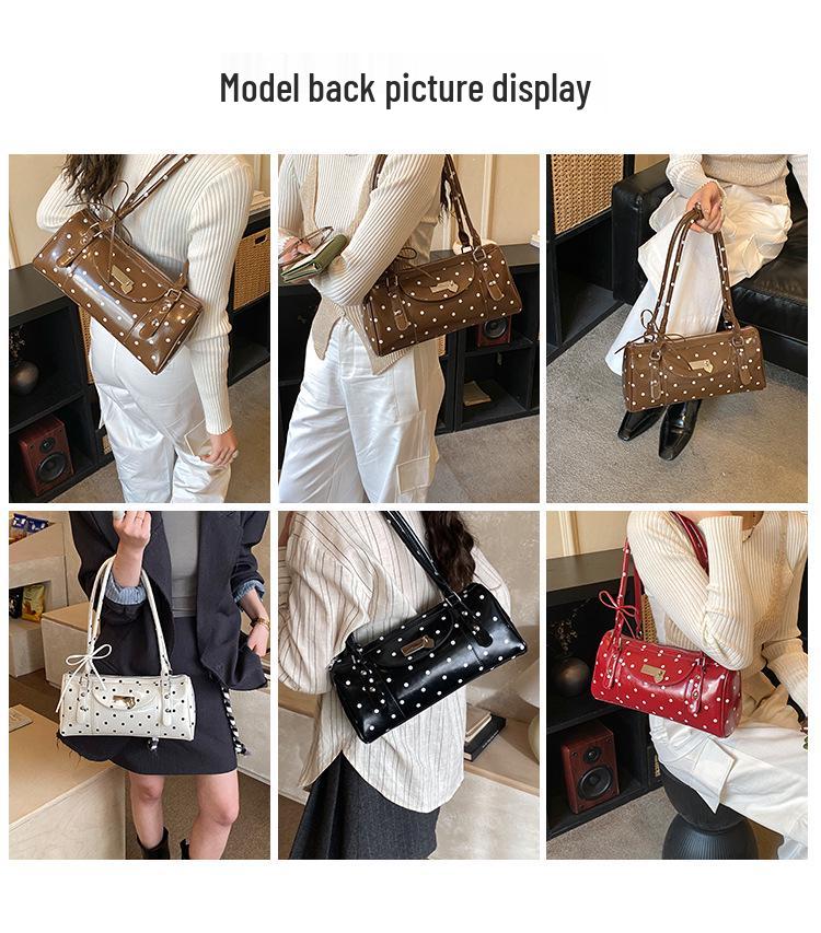 Women's 2026 Polka Dot PU One-Shoulder Crossbody Bag - Stylish & Simple Medium Size Handbag