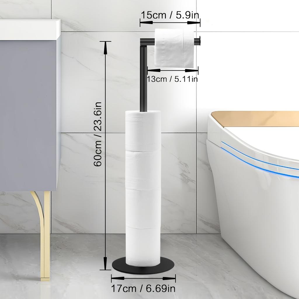 1 stuks Vrijstaande Toiletrolhouder Geschikt voor 5 Rollen - Moderne Roestvrijstalen Badkamer Tissue Rol Dispenser met Geverfd