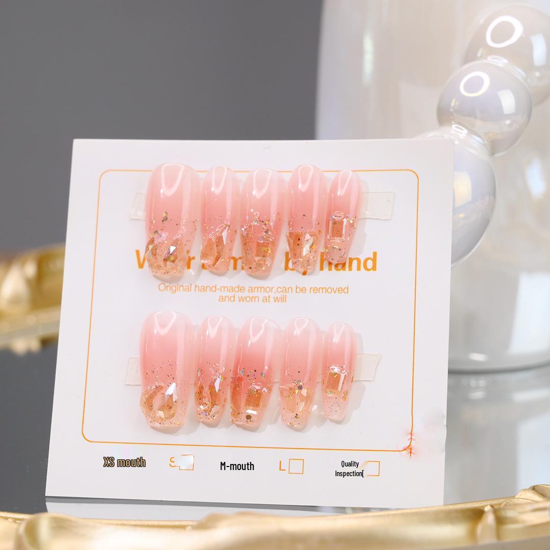 

Элегантный нюдовый маникюр гелем ручной работы, съемные ногти с бриллиантами Small