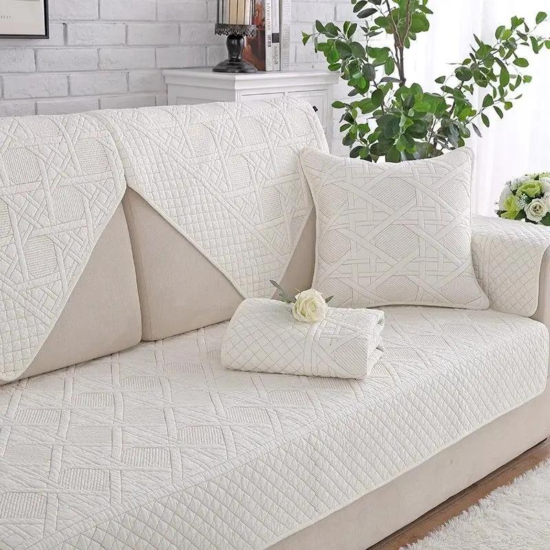 Cotton Fabric Floral Embroidery Sofa Towel Anti Slip Fabric Thickened Fabric Cushion Multi Purpose Sofa Cover Backrest Mat