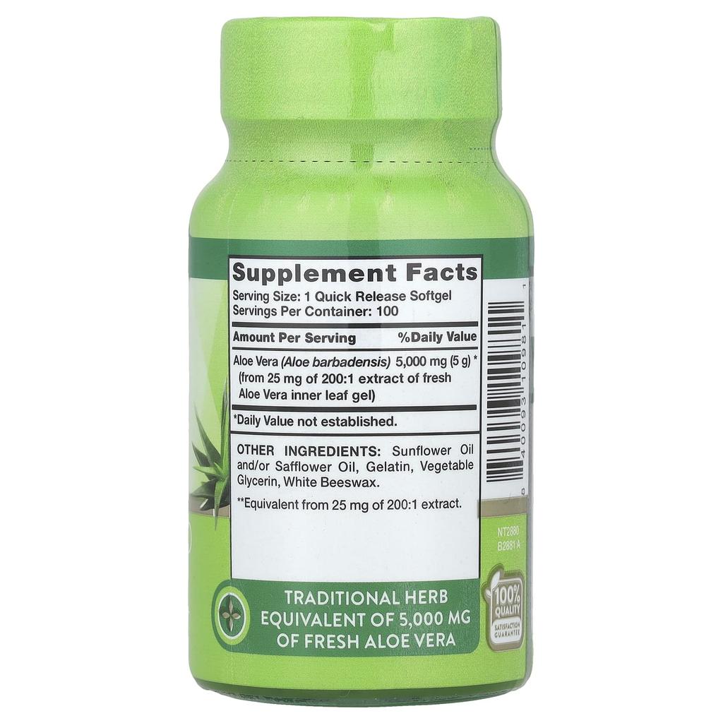 Nature's Truth Aloe Vera, 5,000Mg, 100 Rapid Release Softgels