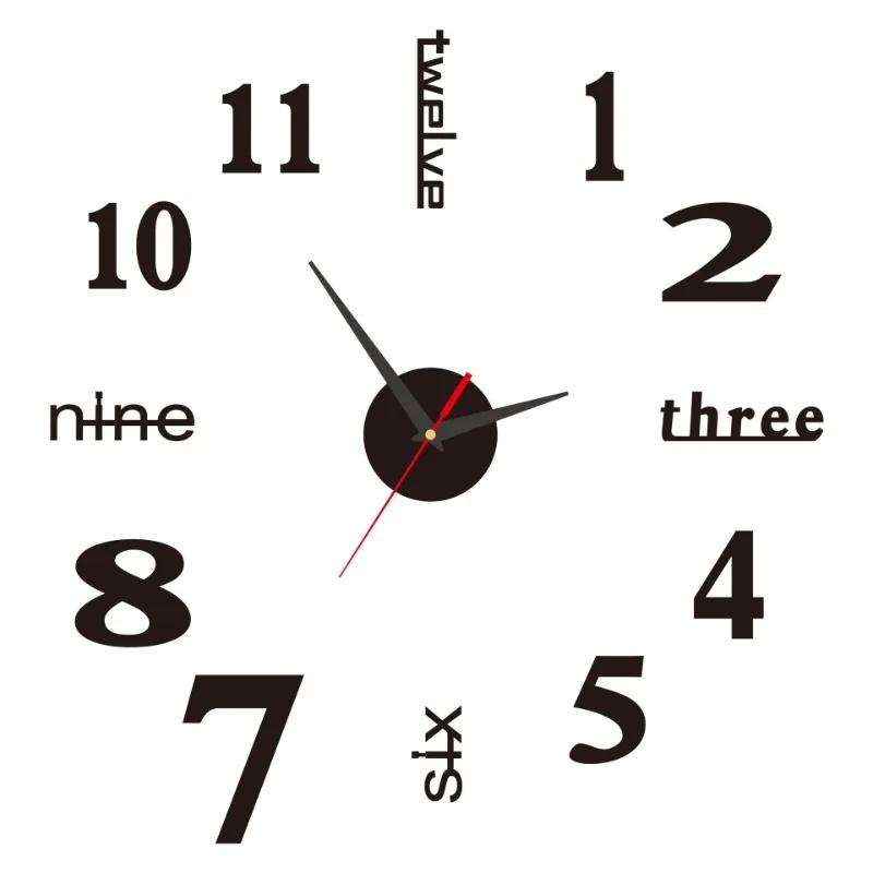 Kreative rahmenlose DIY Wanduhr Wandtattoo Home Stille Uhr Wohnzimmer Büro Wanddekoration
