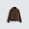 Mens Short Suede-Feel Casual Jacket 2026 Lightweight Loose Fit Zipper Front Black