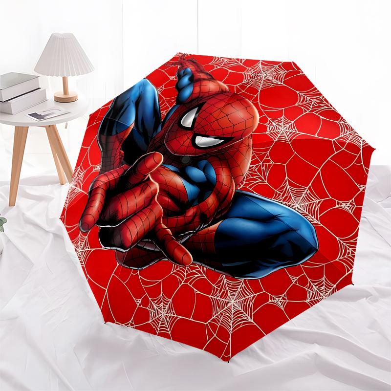 1 Auto Open Spider Man, Web Themed Colorful 8 rib Portable Umbrella for Men and Women, A Compact Commuting Companion Suitable for Daily Drin