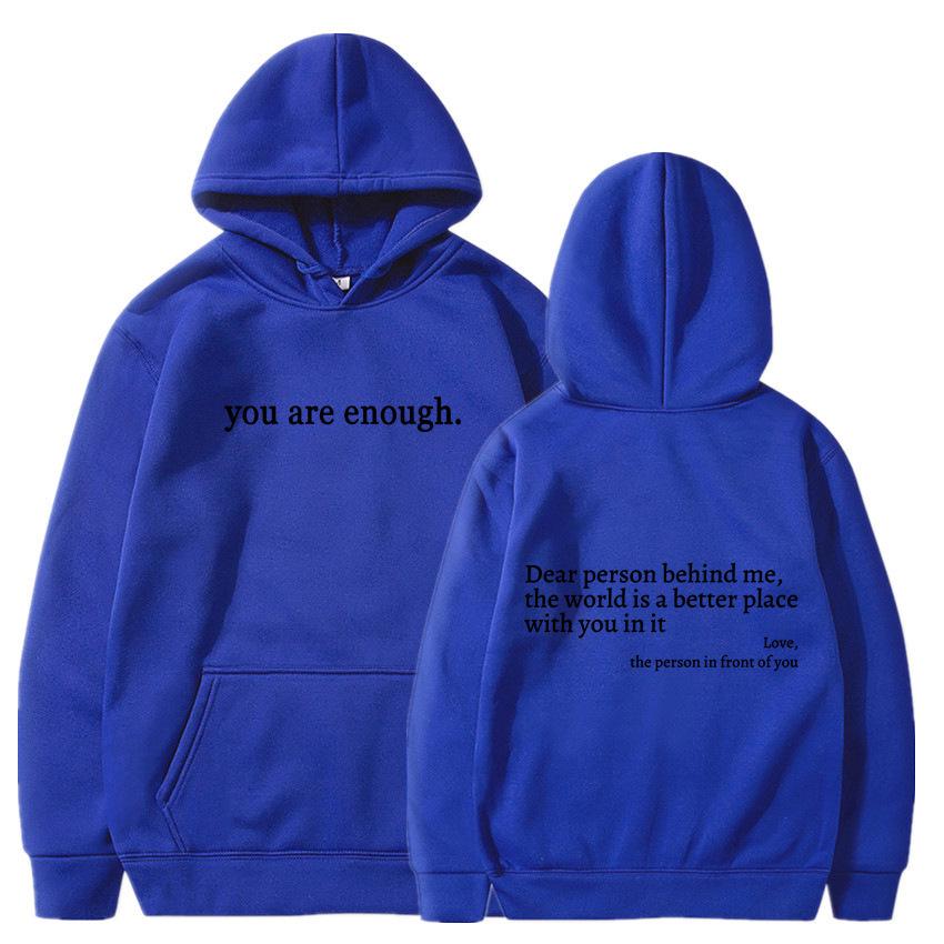 Women's Letter Print Hoodie with Kangaroo Pocket and Drawstring