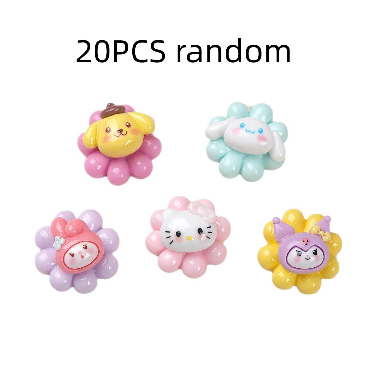 20/100PCS DIY resin accessories, flower cartoon head, creamy rubber hair clip, shoe buckle, keychain, pendant accessories