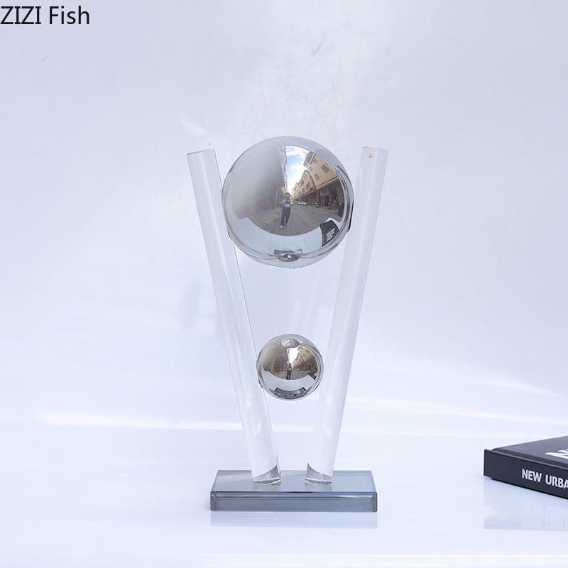 Geometric Spherical Crystal Statue Abstract Crafts Desk Decoration Minimalist Transparent Crystal Sculpture Modern Home Decor