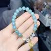 Exquisite Women's Blue Jade & White Crystal Star Bracelet - Simple, Fashionable, Versatile.