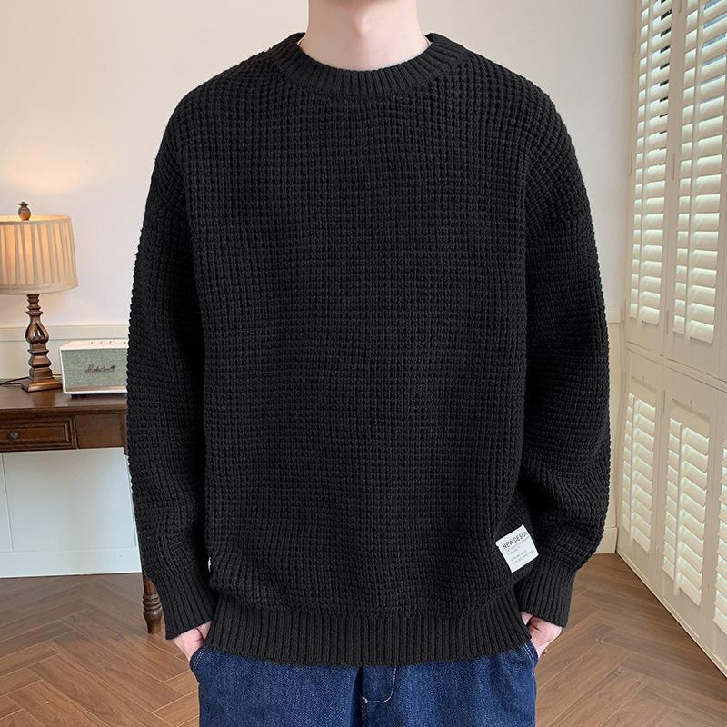 

Men s New Arrival Thick Pullover Sweater - Round Neck, Long Sleeve, Solid Color Knitwear for Autumn/Winter. 4XL чорний