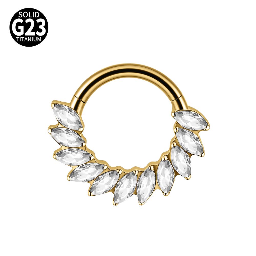1pc G23 Titanium Split Ring with Multi Slanted Marquise Round White CZ Septum Nose Ring Cartilage Helix Tragus Piercing Jewelry