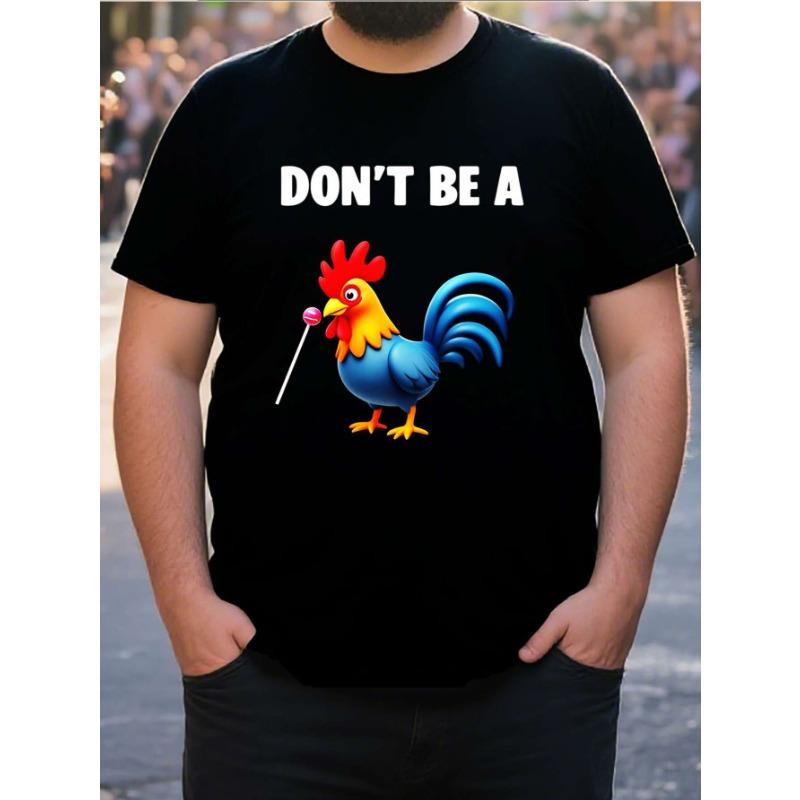 

Европейские размеры Мужская одежда Большого размера Футболка с принтом Не будь петухом - 100% Хлопок, Черный круглый вырез, Свободный крой, Забавный дизайн с леденцом и петухом S чёрный