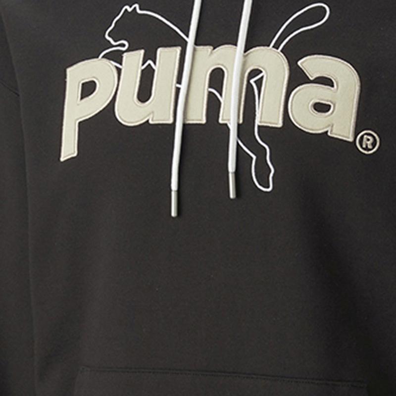Puma Logo Print Hoodie Men Tops Black 620631-01