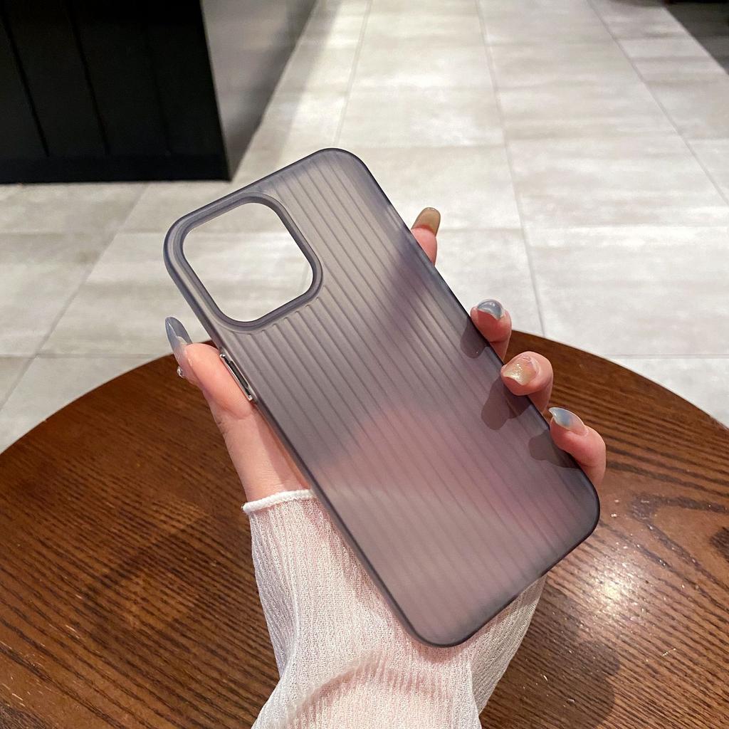 Applicable to Apple 16 mobile phone case transparent matte iPhone15Pro max soft case 13/14 simple solid color stripes