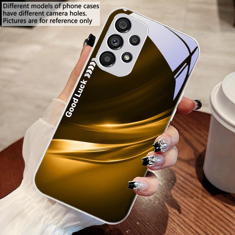 Lucky Gradient Ripple For Samsung Galaxy S10 4G S20 11E 30 S21 22 S24 Fe Pro S23 S25 Ultra 5G S9 Tempered Glass Phone Case