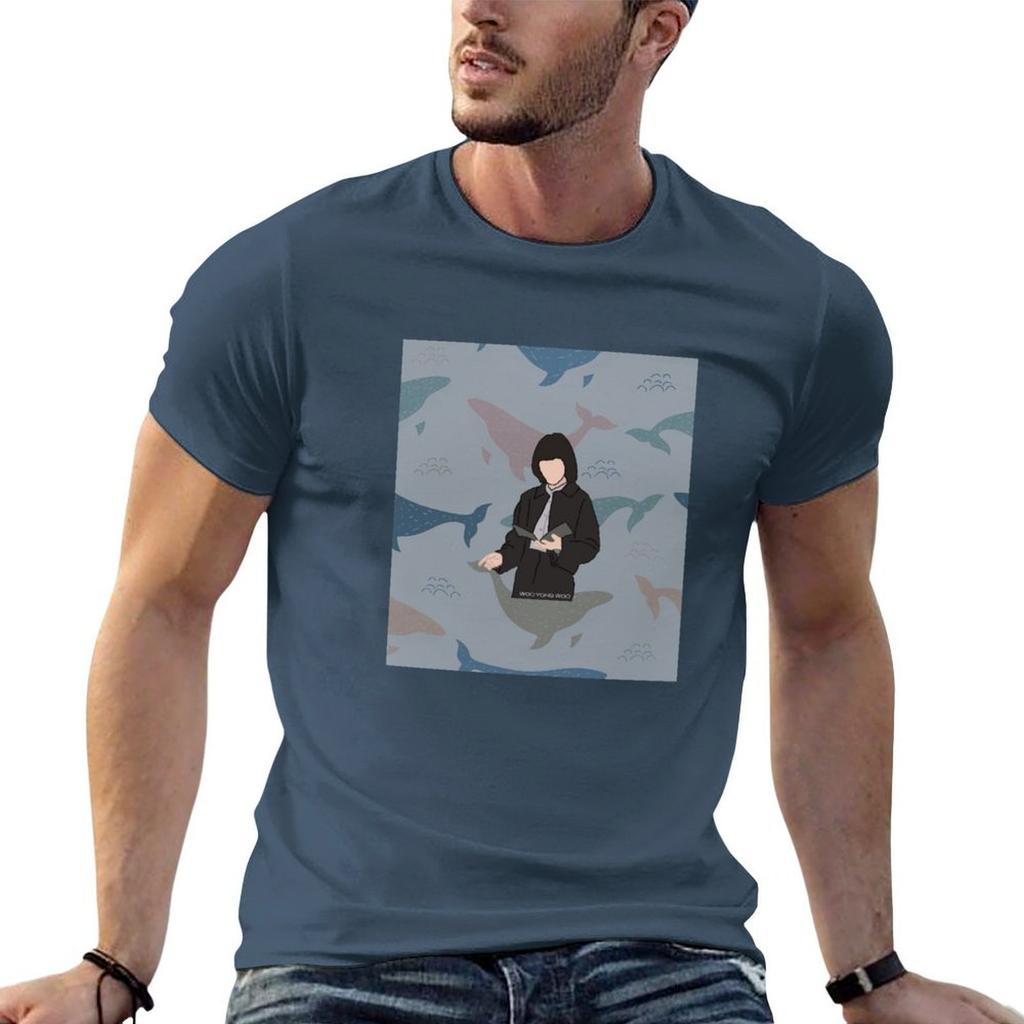 Woo Yong Woo Whales Background Tshirt Urban Style Casual Short Sleeve Top