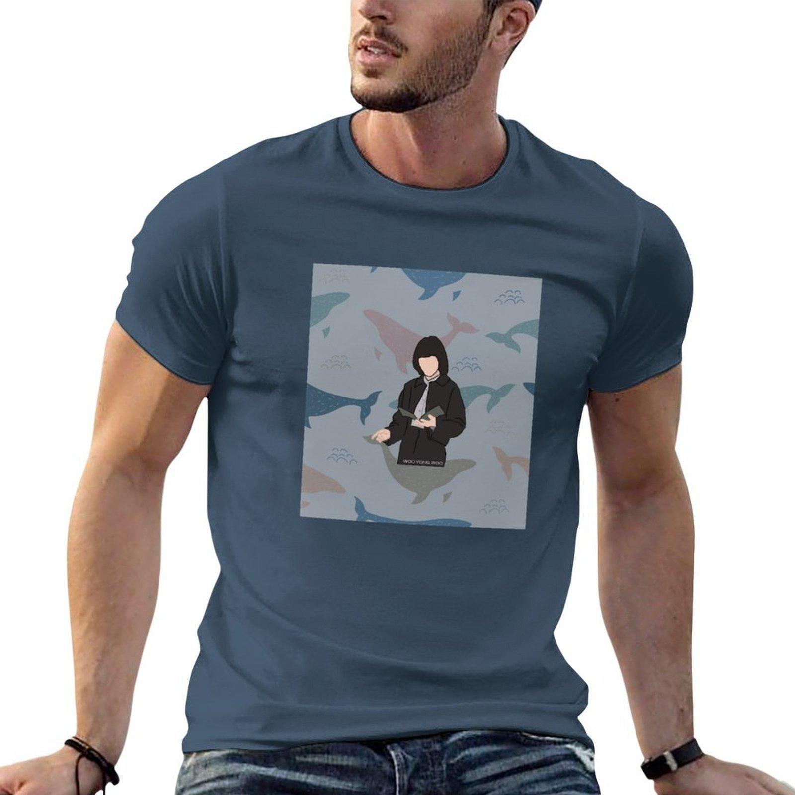 Woo Yong Woo Whales Background Tshirt Urban Style Casual Short Sleeve Top S