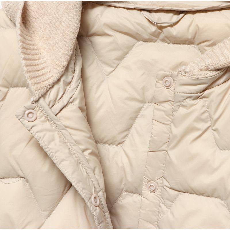 Korean Down Jacket Women's Short Knitted Hooded Breasted Light and Thin 2024 New Autumn and Winter Light Jacket