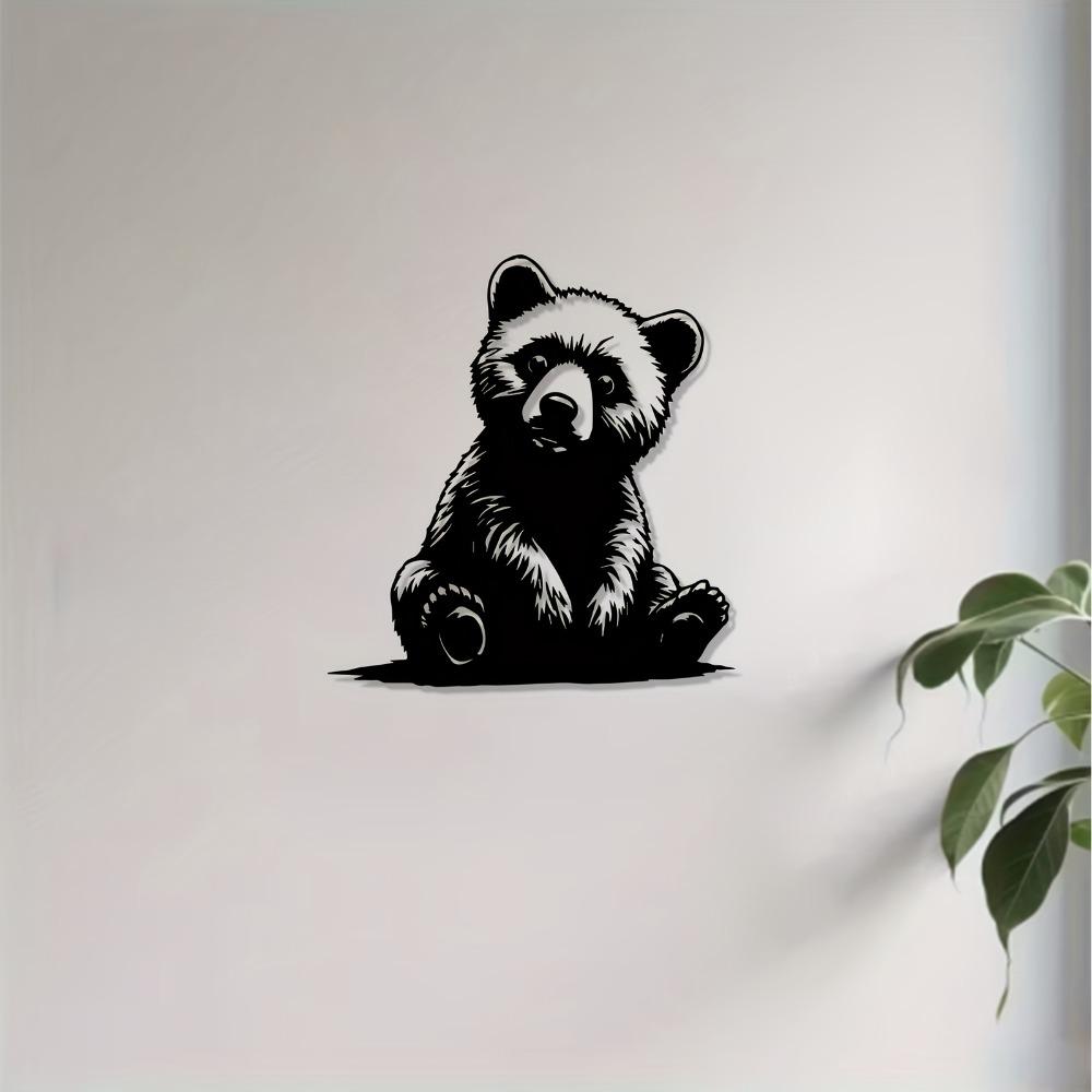 1pc Modern Iron Bear Wall Sculpture Weather Resistant Standing Statue Mural Garden Fence Decor Christmas Easter Thanksgiving Gift for Bear Lover