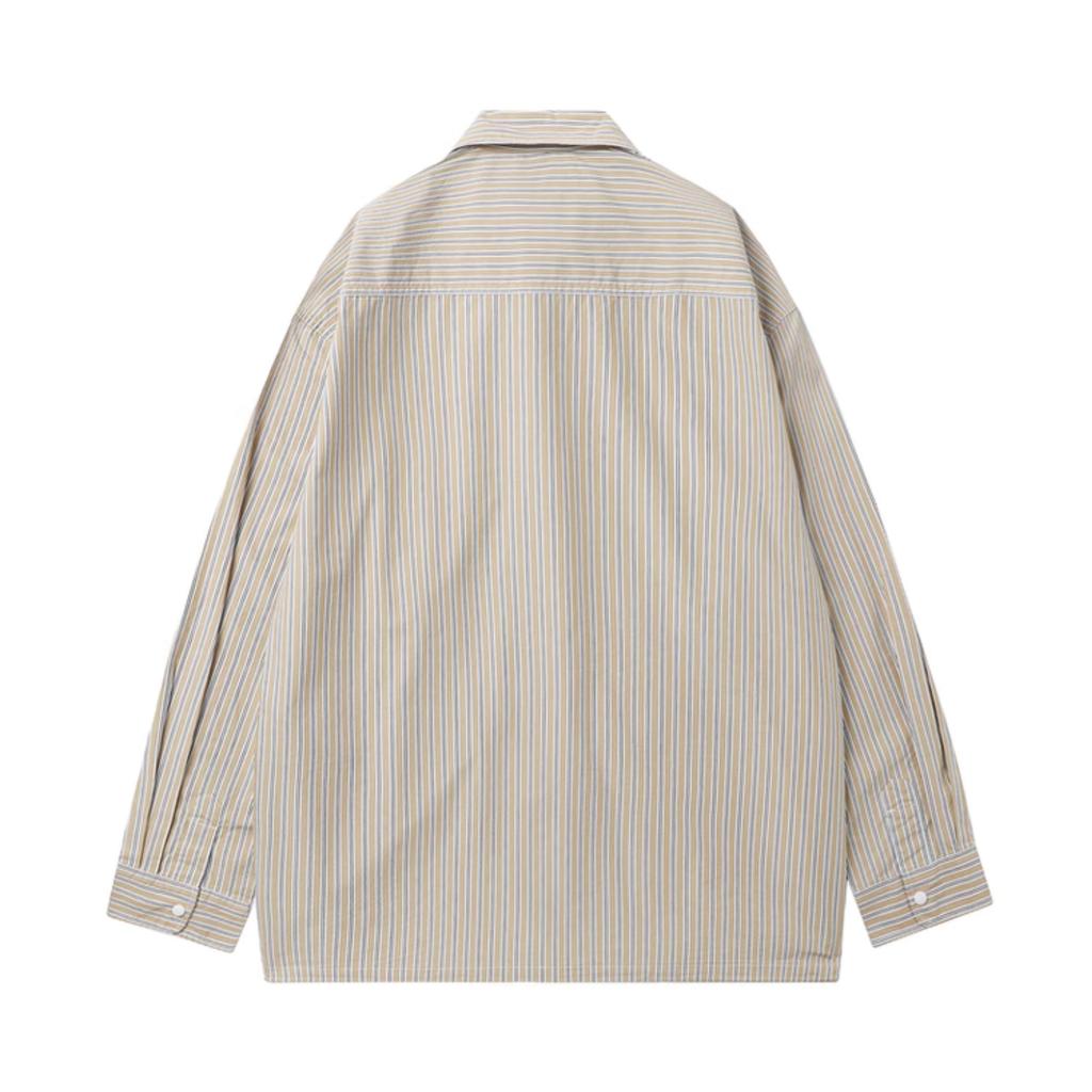 Carhartt WIP Casual Classic Retro Lightweight Long Sleeve Shirt With Color Block Stripes Men Shirts Brown CHXSRA241009O