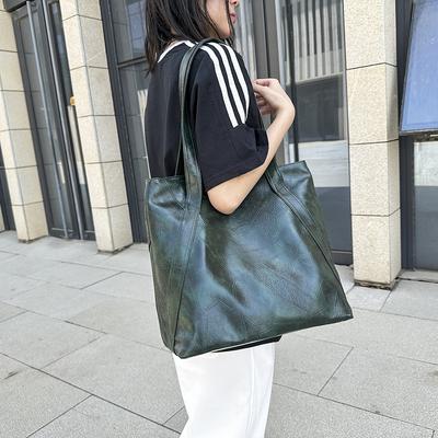 Handbag Women's Single-shoulder Bag Large-capacity Retro and Fashionable Soft Leather Tote Bag
