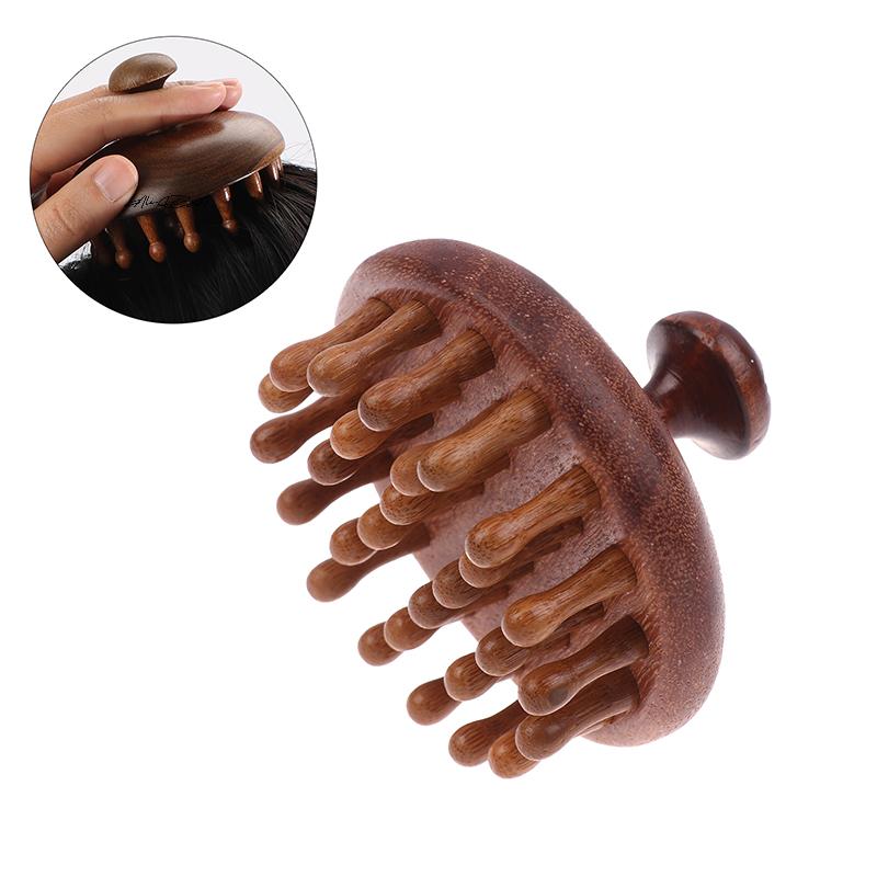 Natural Sandalwood Multi-Functional Head Massager Comb - Scalp Therapy Circular Tooth Guasha Scraping Body Massager