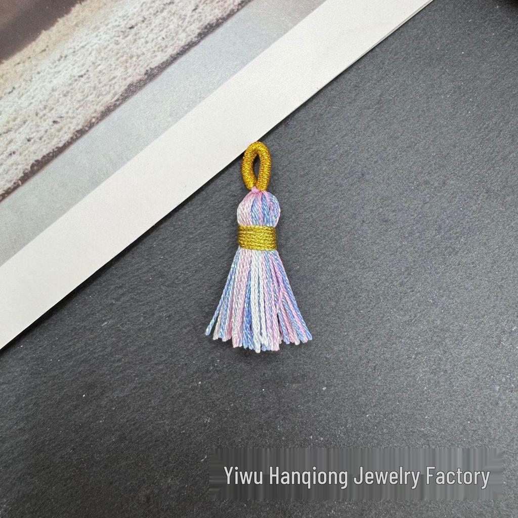 Korean Rainbow Tassel Pyssla Bead Keychain DIY Accessory