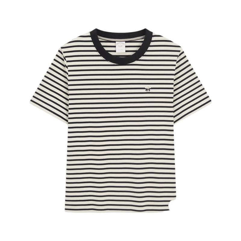 BrooksBrothers Women s Cotton Striped Color-block Round Neck T-Shirt M