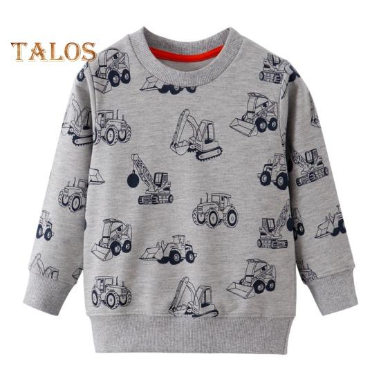 

Детский топ с принтом в виде мультяшных машин, длинный рукав, круглый вырез, свитер с эластичными манжетами и подолом, унисекс, детская толстовка на весну, осень, зиму 120cm