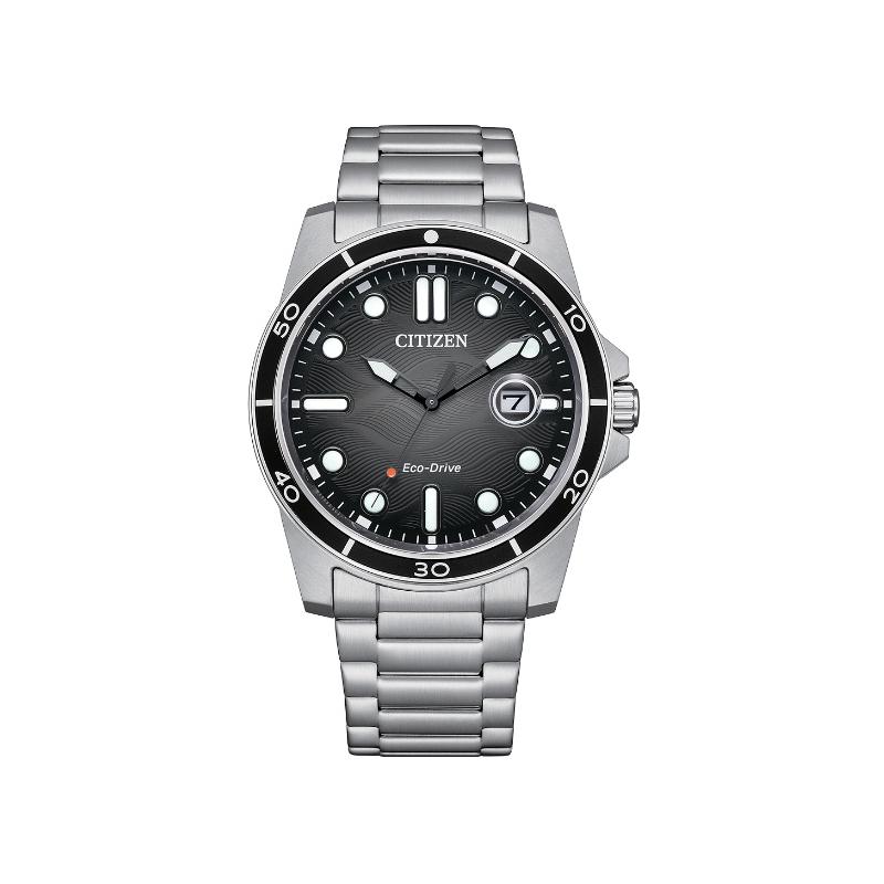 CITIZEN 100 meters waterproof solar movement Steel Strap 41.5mm men s watch black dial AW1816-89E чёрный