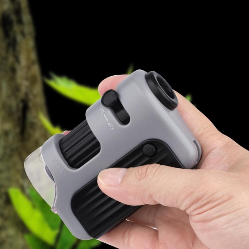 Miniature Microscope with LED Light 60X to 120X Handheld Small Scope for Kids Suitable for Home & School Exploration