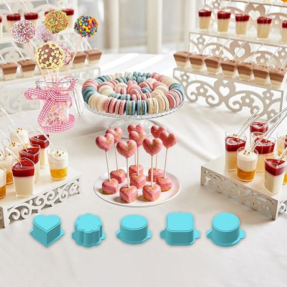 6PCS Food Grade Plastic Cake Pop Mold Set with Tray Cookies Cutter Cake Lolly Mold  Baking Tool