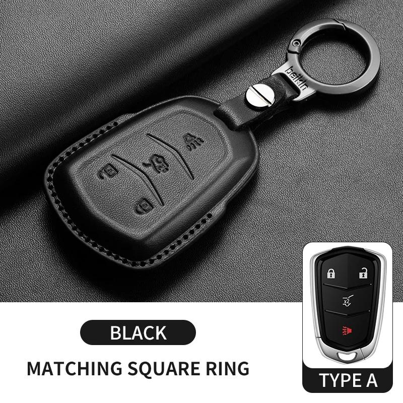 Leather Car Key Case Cover For Cadillac CT4 CT5 ATS CT6 CTS DTS XT5 Escalade ESV SRX STS XTS  XT4 28T ELR  Car Key Accessoires