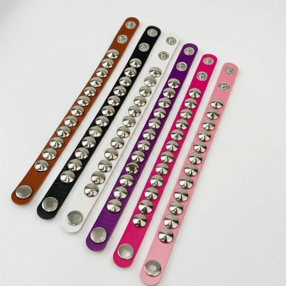 New Round-point rivet Street Punk Leather Bracelets Punk Gothic Bangle Bracelet Adjustable Studded Bracelet Unisex