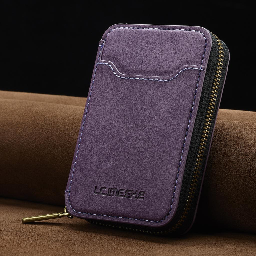 Magnetic Attraction Zipper Leather Card Slot Wallet for iPhone 17 Samsung Galaxy Google Xiaomi Phone MagSafe Magnetic Phone Bag