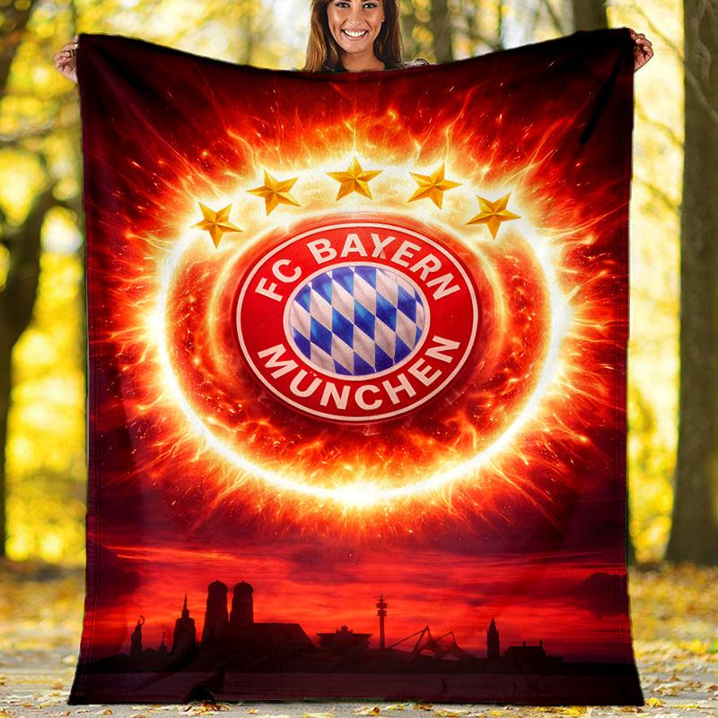 1pc B-Bayern Munich (6) Theme Blanket - Digital Print, Polyester, Cozy for All Seasons, Perfect for Outdoor, and Travel