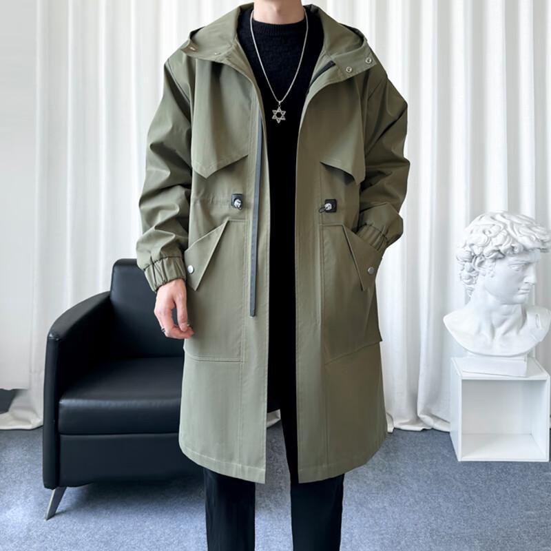 JEEP SPIRIT Men's Mid-length Hooded Trench Coat