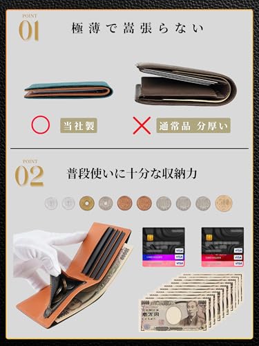 [Fabrizio] Ultra-thin Bi-fold Wallet for Men and Women, Slim Coin Purse, Easy To Use, Italian Leather, Made by Top Leather Craftsmen, Genuine Leather,