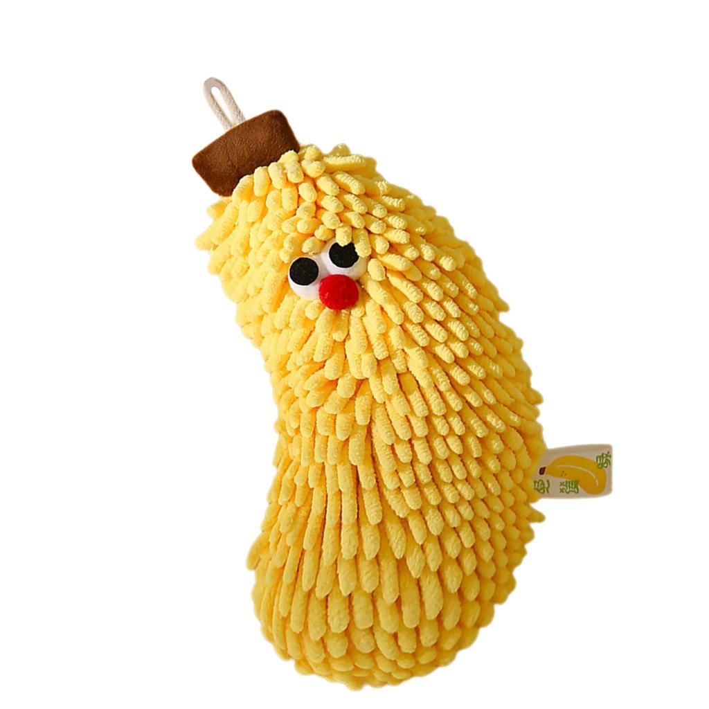 Soft and Absorbent Chenilles Banana/Strawberry Washcloth Hanging Hand Towel for Kitchen and Bathroom Household Towel