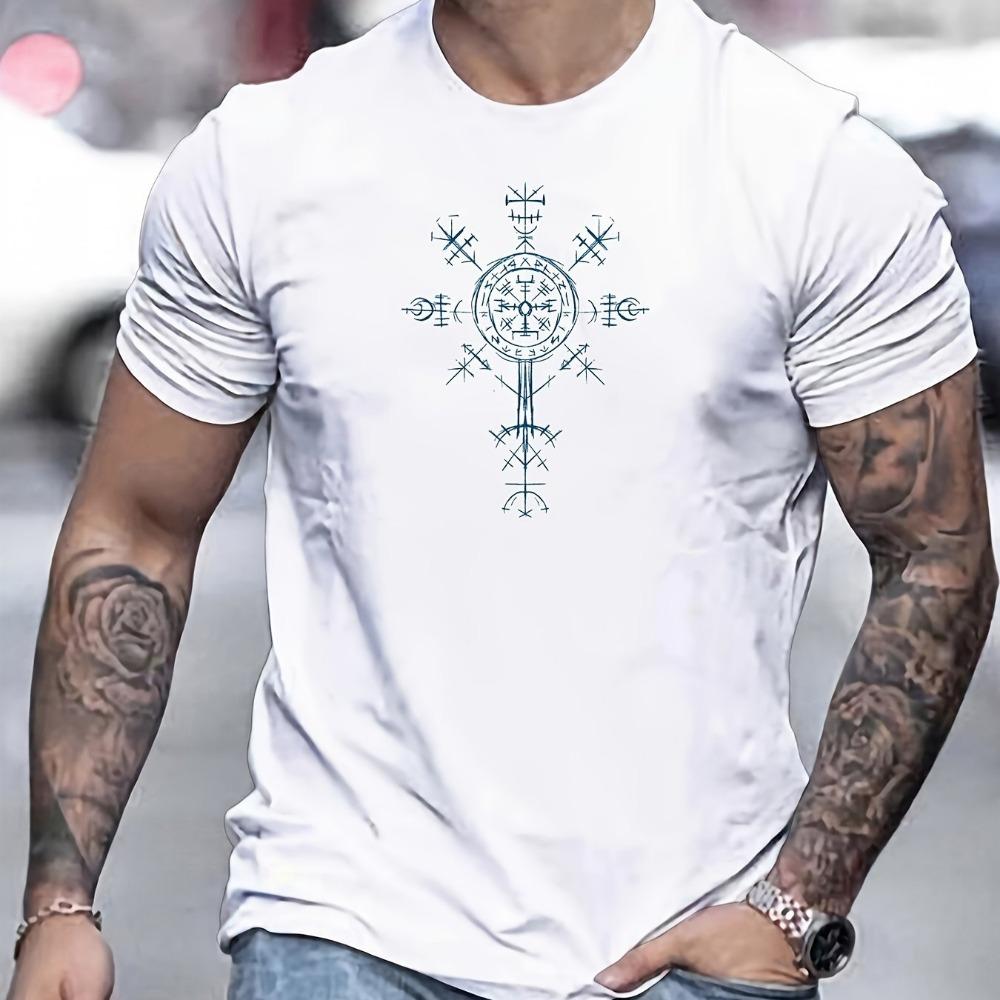 Men's Viking Norse Mythical T-shirt - Lightweight Round Neck T-shirt, Suitable for Daily Formal Wear - Breathable Summer Shirt