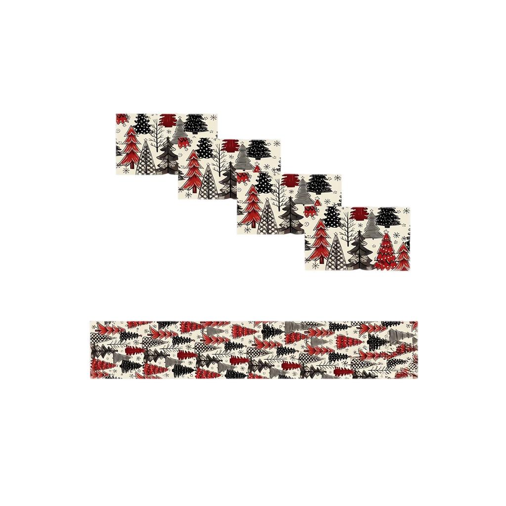 Christmas Table Runner and Placemat Set for Winter Holiday Dining Table Decoration, 5