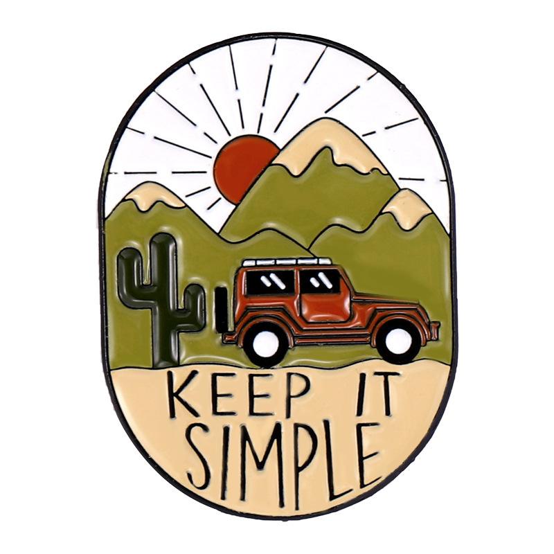 Kampeertrip Reizen Wandelen Serie Slogan Legering Metaal Ontwerp Speldjes Broche Emaille Speldjes Label Tas Rugzak Hoed Sieraden Cadeau black