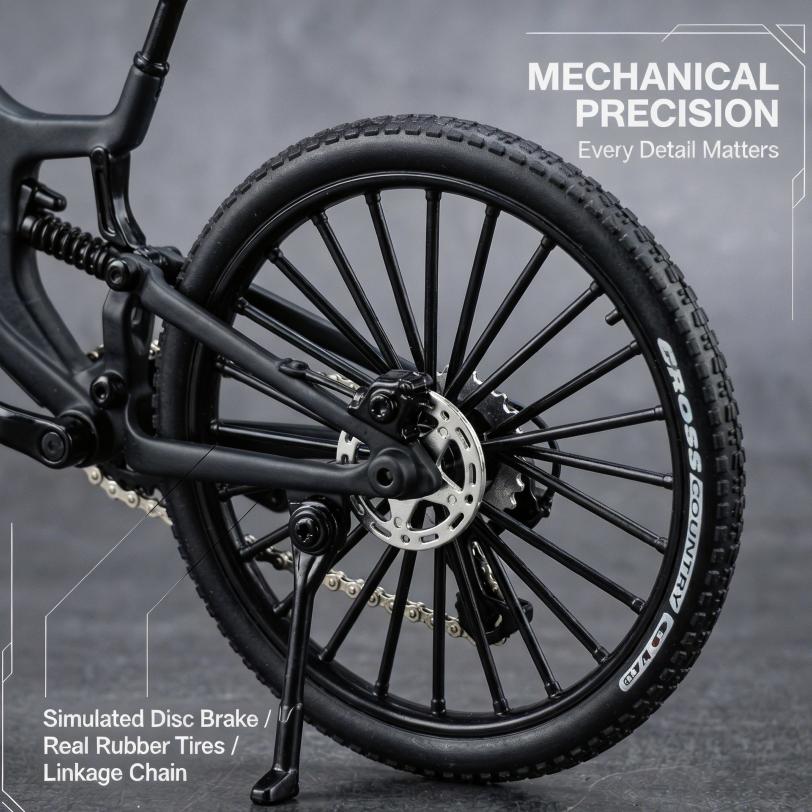 1:10 Scale Full Alloy Frame Downhill Mountain Bike Model Full Suspension Diecast Collectible Miniature Realistic Toy Gift Decor