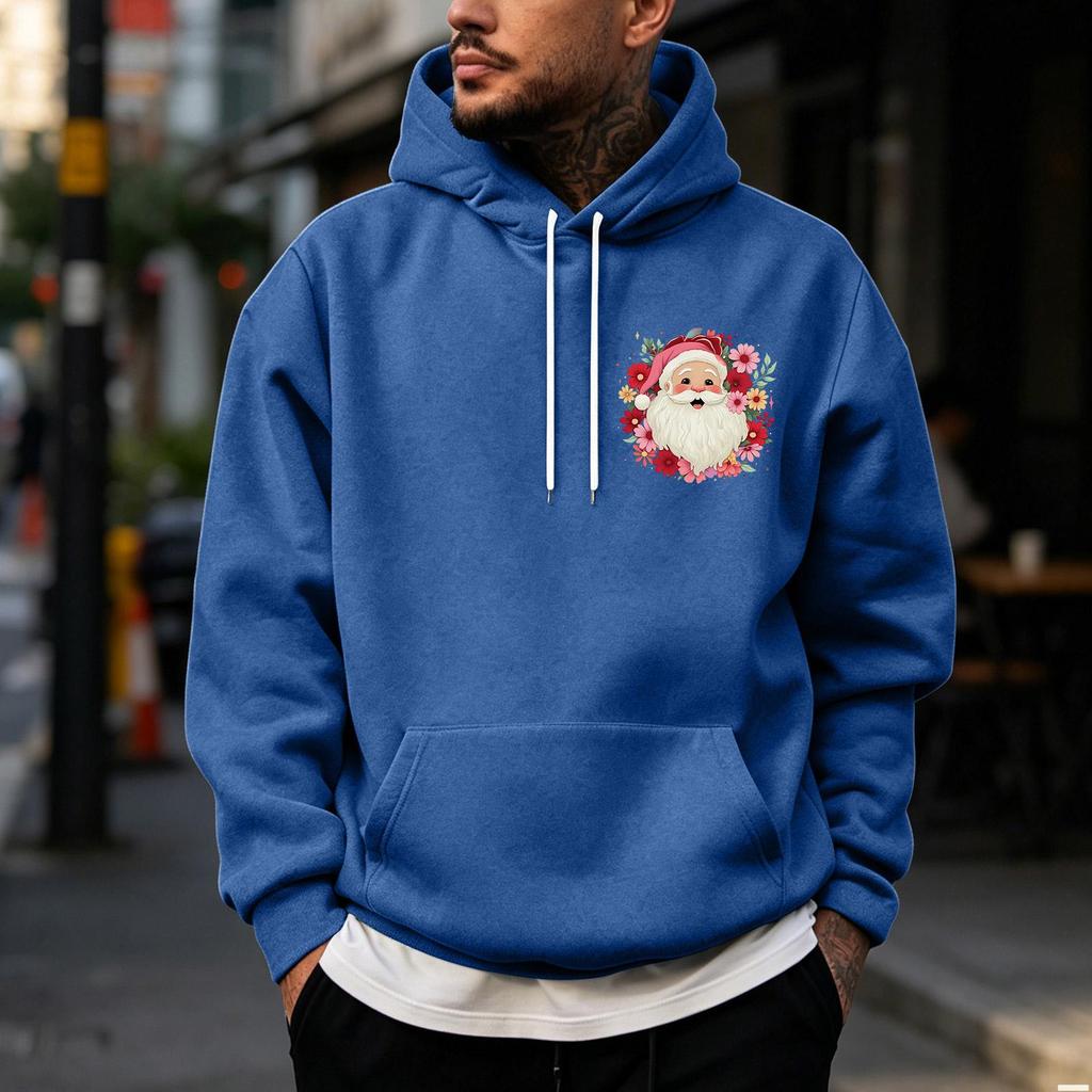 Men's Christmas Print Lined Zip Front Pullover Hoodie Cozy Winter Sweatshirt for Holiday