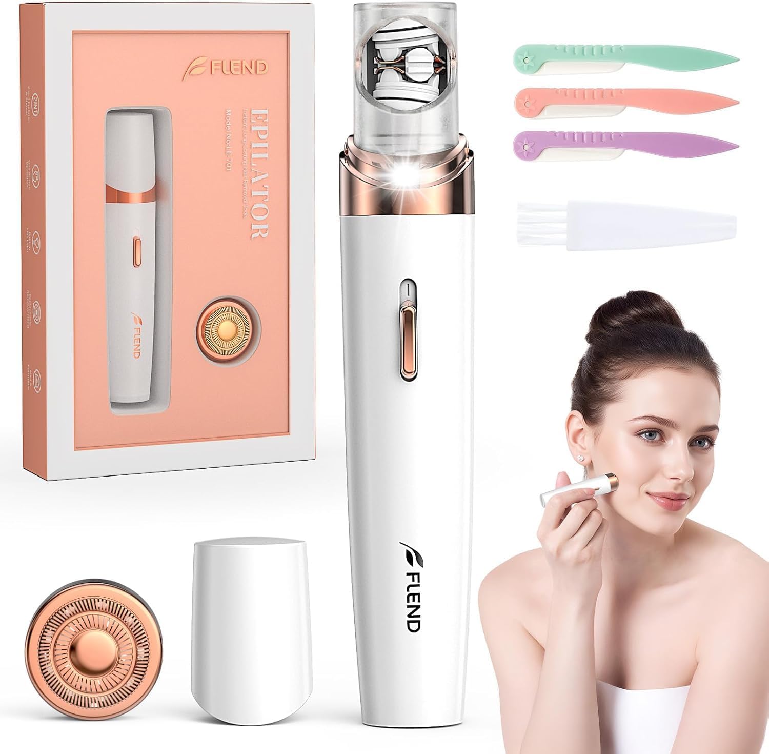 

Epilator for Women, 2-in-1 Facial Hair Removal Epilator, Painless Designed Hair Remover with Built-in LED Light for Precision, S United States