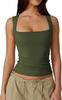 European And American Women'S Clothing Street Hottie Fashion Square Collar Basic Slim-Fit Sleeveless Vest Bottoming Top