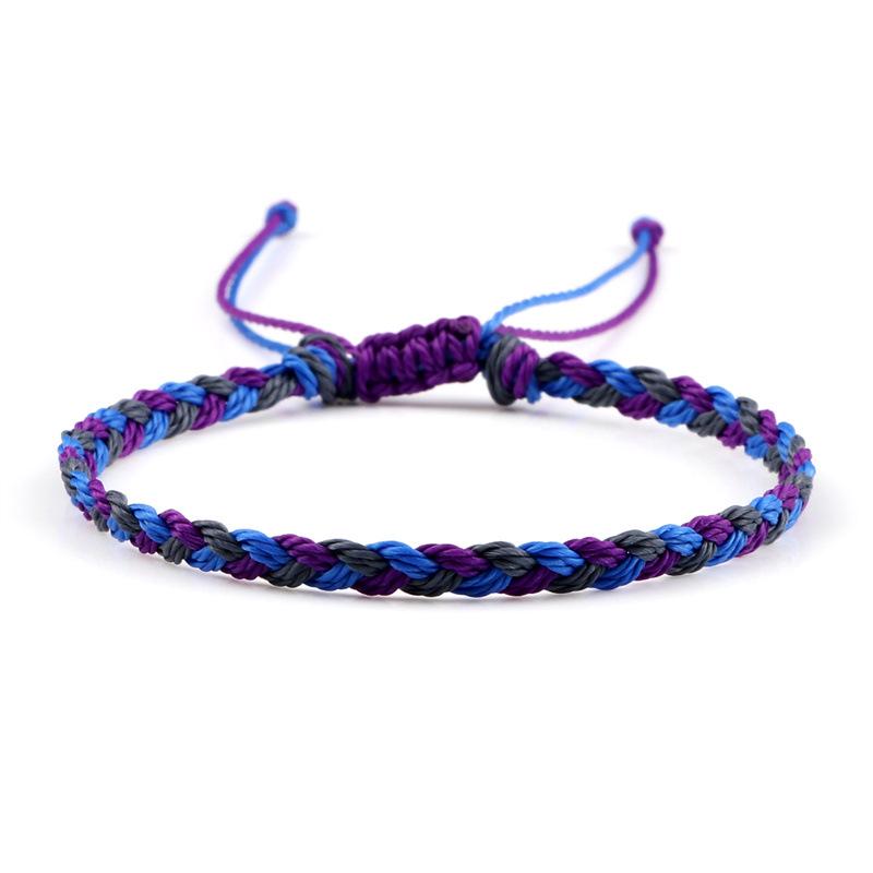 Adjustable Colorful Three-Strand Braided Waxed Thread Bracelet Set for Couples and Handmade Jewelry